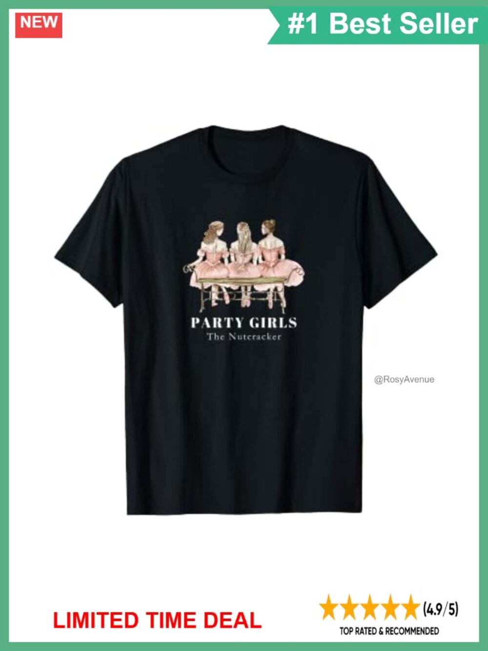 Nutcracker Ballet Graphic T-Shirt Short Sleeve Crew Neck Christmas Party